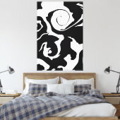Moderner Schwarz-Weiß-Marmor-Swirl Leinwanddruck (Insitu (Schlafzimmer))