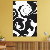 Moderner Schwarz-Weiß-Marmor-Swirl Leinwanddruck (Insitu (Wohnzimmer))