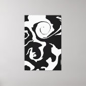 Moderner Schwarz-Weiß-Marmor-Swirl Leinwanddruck (Vorderseite)