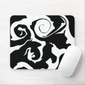 Moderner Schwarz-Weiß-Marmor-Swirl Mousepad (Mit Mouse)