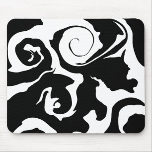 Moderner Schwarz-Weiß-Marmor-Swirl Mousepad