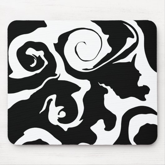 Moderner Schwarz-Weiß-Marmor-Swirl Mousepad (Vorne)