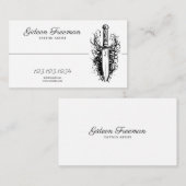 Moderner Schwarz-Weiß-Messer Tattoo-Künstler Visitenkarte (Vorne/Hinten)