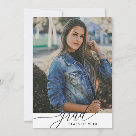 Moderner Schwarz-Weiß-Minimalistischer 4-Foto-Absc Einladung (Vorderseite)