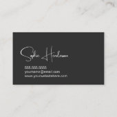 Moderner Schwarz-Weiß-Minimalistischer Autor Visitenkarte (Rückseite)