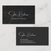 Moderner Schwarz-Weiß-Minimalistischer Autor Visitenkarte (Vorne/Hinten)