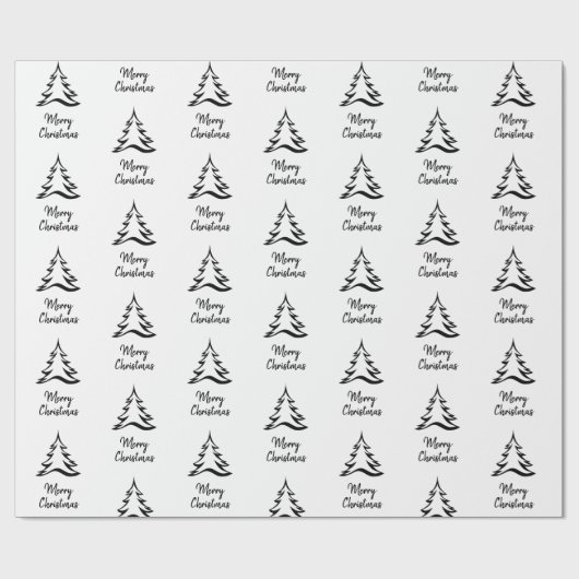 Moderner Schwarz-Weiß-Minimalistischer Weihnachtsb Geschenkpapier (Flach)