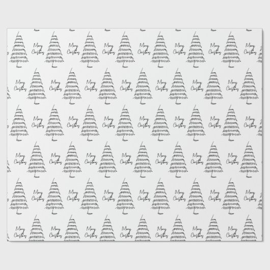 Moderner Schwarz-Weiß-Minimalistischer Weihnachtsb Geschenkpapier (Flach)