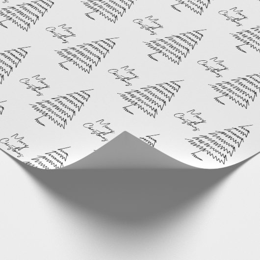 Moderner Schwarz-Weiß-Minimalistischer Weihnachtsb Geschenkpapier (Ecke)