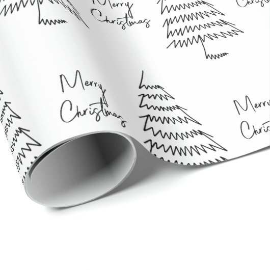 Moderner Schwarz-Weiß-Minimalistischer Weihnachtsb Geschenkpapier (Rolleneckpunkt)
