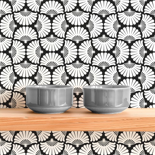 Moderner Schwarz-Weiß-Ogee-Palm-Fan Tapete (Von Creator hochgeladen)