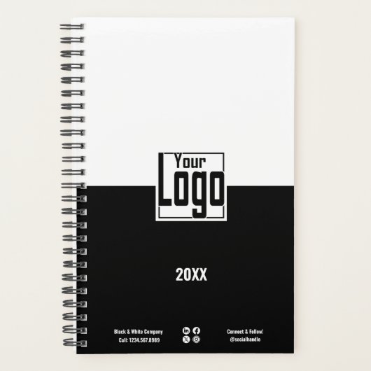 Moderner Schwarz-Weiß-Plan für kleine Unternehmen Planer (Vorderseite)