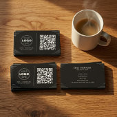 Moderner Schwarz-Weiß-QR-Code | Luxuriöser Art Dec Visitenkarte