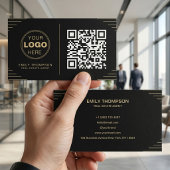 Moderner Schwarz-Weiß-QR-Code | Luxuriöser Art Dec Visitenkarte