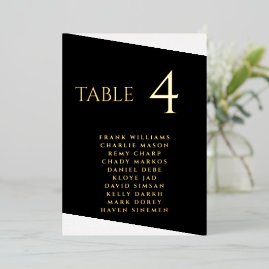 Moderner Schwarz-Weiß-Real-Foil Folieneinladung (Stehend vorne)