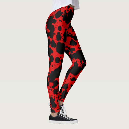 Moderner Schwarz-Weiß-Roter Spritzer Funny Leggings (Rechts)