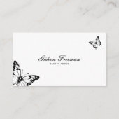 Moderner Schwarz-Weiß-Schmetterling Tattoo Artist Visitenkarte (Rückseite)