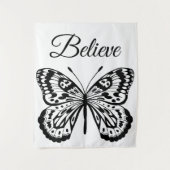 Moderner Schwarz-Weiß-Schmetterling Wandteppich (Vorderseite)