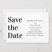 Moderner Schwarz-Weiß-Schriftart Save The Date (Vorderseite)