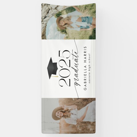 Moderner Schwarz-Weiß-Script-Abschluss Banner (Vertikal)