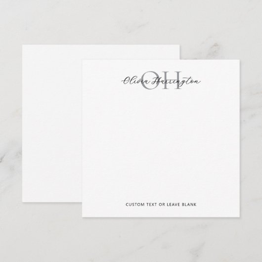 Moderner Schwarz-Weiß-Script-Klassiker Mitteilungskarte (Vorne/Hinten)