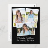 Moderner Schwarz-Weiß-Script Multi-Foto-Abschluss Postkarte (Vorne/Hinten)