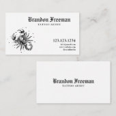Moderner Schwarz-Weiß-Skorpion Tattoo-Künstler Visitenkarte (Vorne/Hinten)