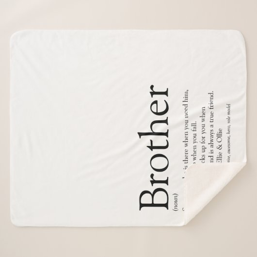 Moderner Schwarz-Weiß-Spaß Cooler Bruder Sherpadecke (Vorderseite (Horizontal))