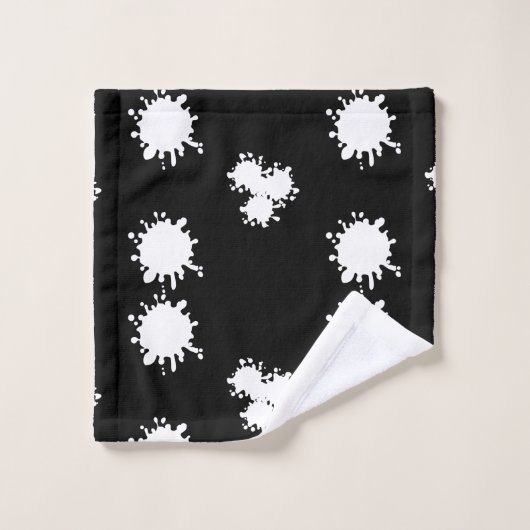 Moderner Schwarz-Weiß-Spritzer Badhandtuch Set (Waschlappen)
