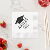 Moderner Schwarz-Weiß-Standard 2025 Graduate Name Serviette (Beispiel)