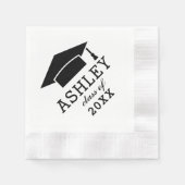 Moderner Schwarz-Weiß-Standard 2025 Graduate Name Serviette (Vorderseite)