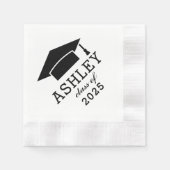Moderner Schwarz-Weiß-Standard 2025 Graduate Name Serviette (Vorderseite)