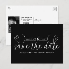 Moderner Schwarz-Weiß-Stil Save the Date Ankündigungspostkarte
