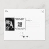 Moderner Schwarz-Weiß-Stil Save the Date Ankündigungspostkarte (Rückseite)