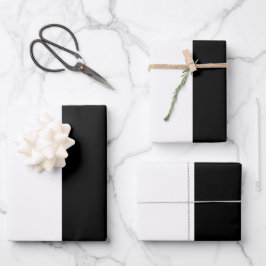 Moderner Schwarz-Weiß-Streifen Geschenkpapier Set