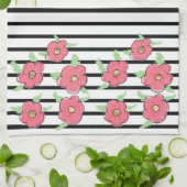 Moderner Schwarz-Weiß-Streifen Geschirrtuch (Gefaltet)