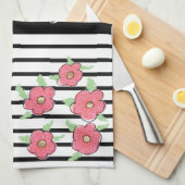 Moderner Schwarz-Weiß-Streifen Geschirrtuch (Viertel Falte)