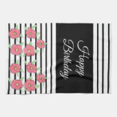 Moderner Schwarz-Weiß-Streifen Geschirrtuch (Horizontal)