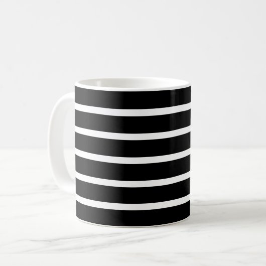 Moderner Schwarz-Weiß-Streifen Kaffeetasse (Vorderseite Links)