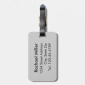 Moderner Schwarz-Weiß-Streifen Mit Monogramm Gepäckanhänger (Rückseite vertikal)