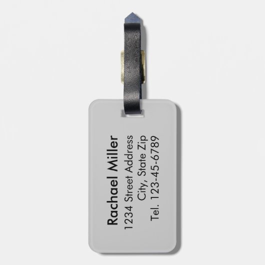 Moderner Schwarz-Weiß-Streifen Mit Monogramm Gepäckanhänger (Rückseite vertikal)