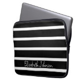 Moderner Schwarz-Weiß-Streifen Personalisiert Laptopschutzhülle (Vorderseite Links)