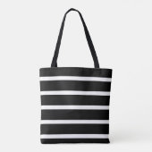 Moderner Schwarz-Weiß-Streifen Personalisiert Tasche (Rückseite)