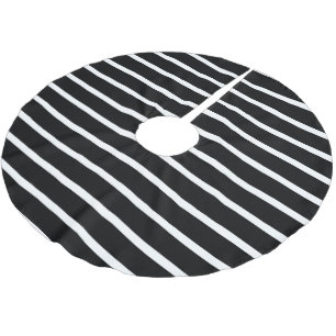 Moderner Schwarz-Weiß-Streifen Polyester Weihnachtsbaumdecke