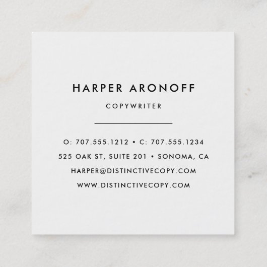 Moderner Schwarz-Weiß-Streifen Quadratische Visitenkarte (Rückseite)