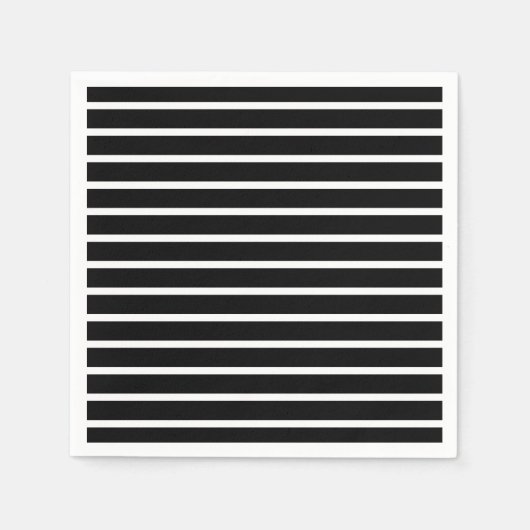 Moderner Schwarz-Weiß-Streifen Serviette (Vorderseite)