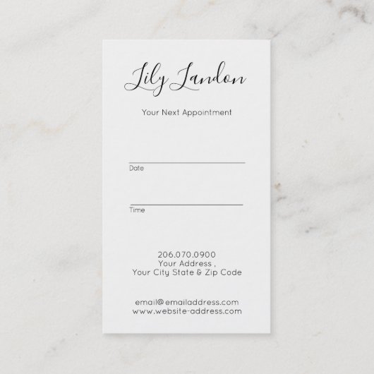 Moderner Schwarz-Weiß-Termin Terminkarte (Rückseite)