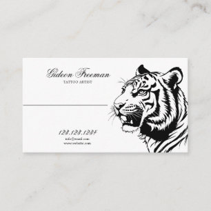 Moderner Schwarz-Weiß-Tiger-Tätowierer-Künstler Visitenkarte