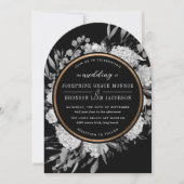 Moderner Schwarz-Weiß-Wasserfarbenbogen Einladung (Vorderseite)