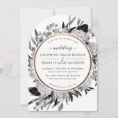 Moderner Schwarz-Weiß-Wasserfarbenbogen Einladung (Vorderseite)